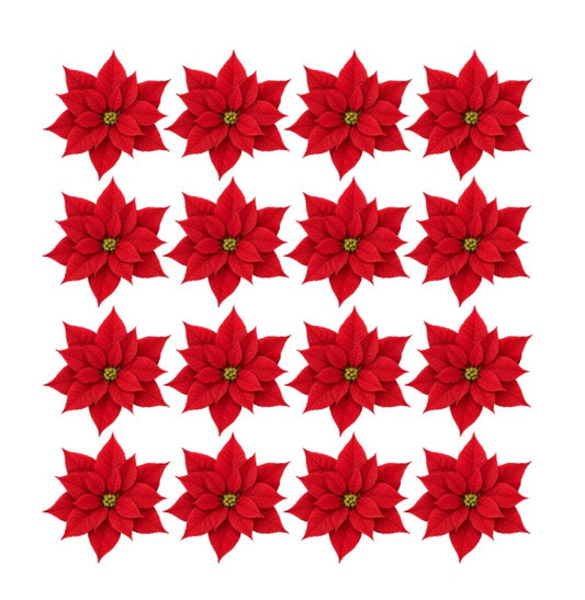 Edible wafer or icing red Poinsettia Christmas Flowers Cake topper decorations
