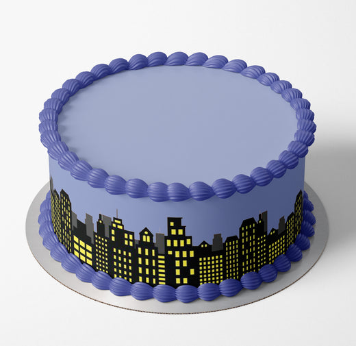 Super Hero City Skyline Buildings Cake Wrap