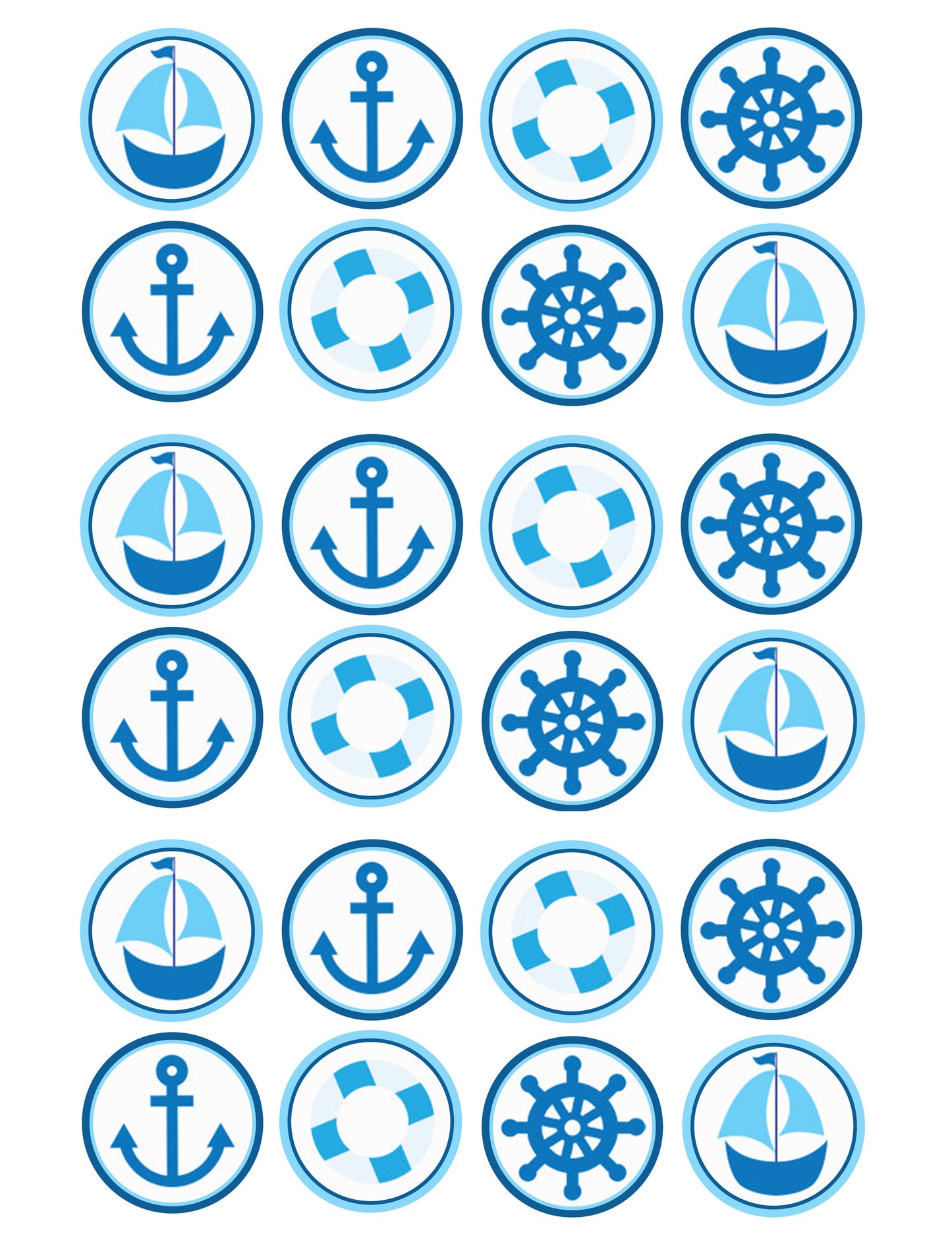 Ahoy! Nautical Blue Cupcake & Cookie Toppers