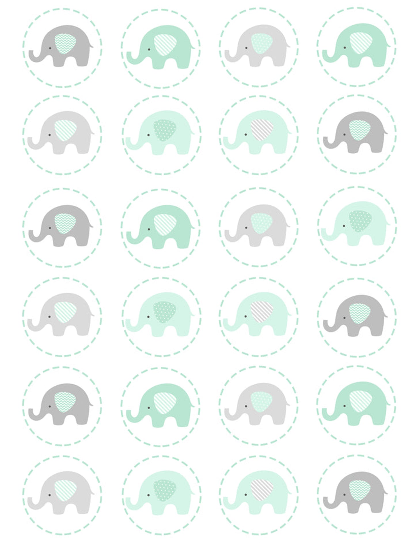 Baby Elephants Cupcake & Cookie Toppers