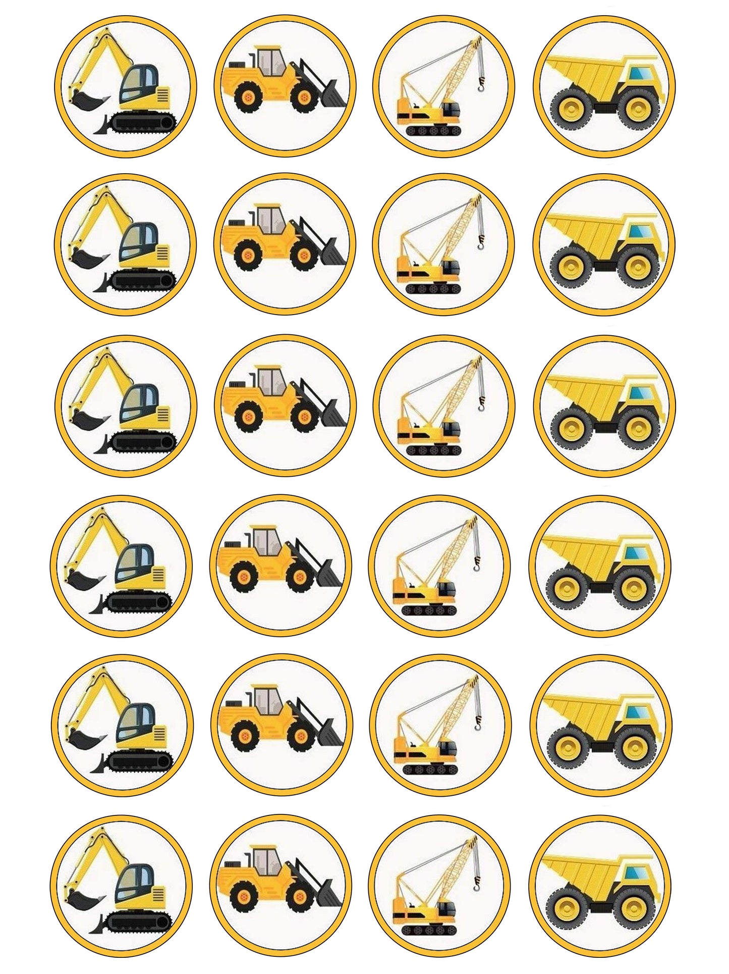 Construction Trucks Cupcake & Cookie Toppers