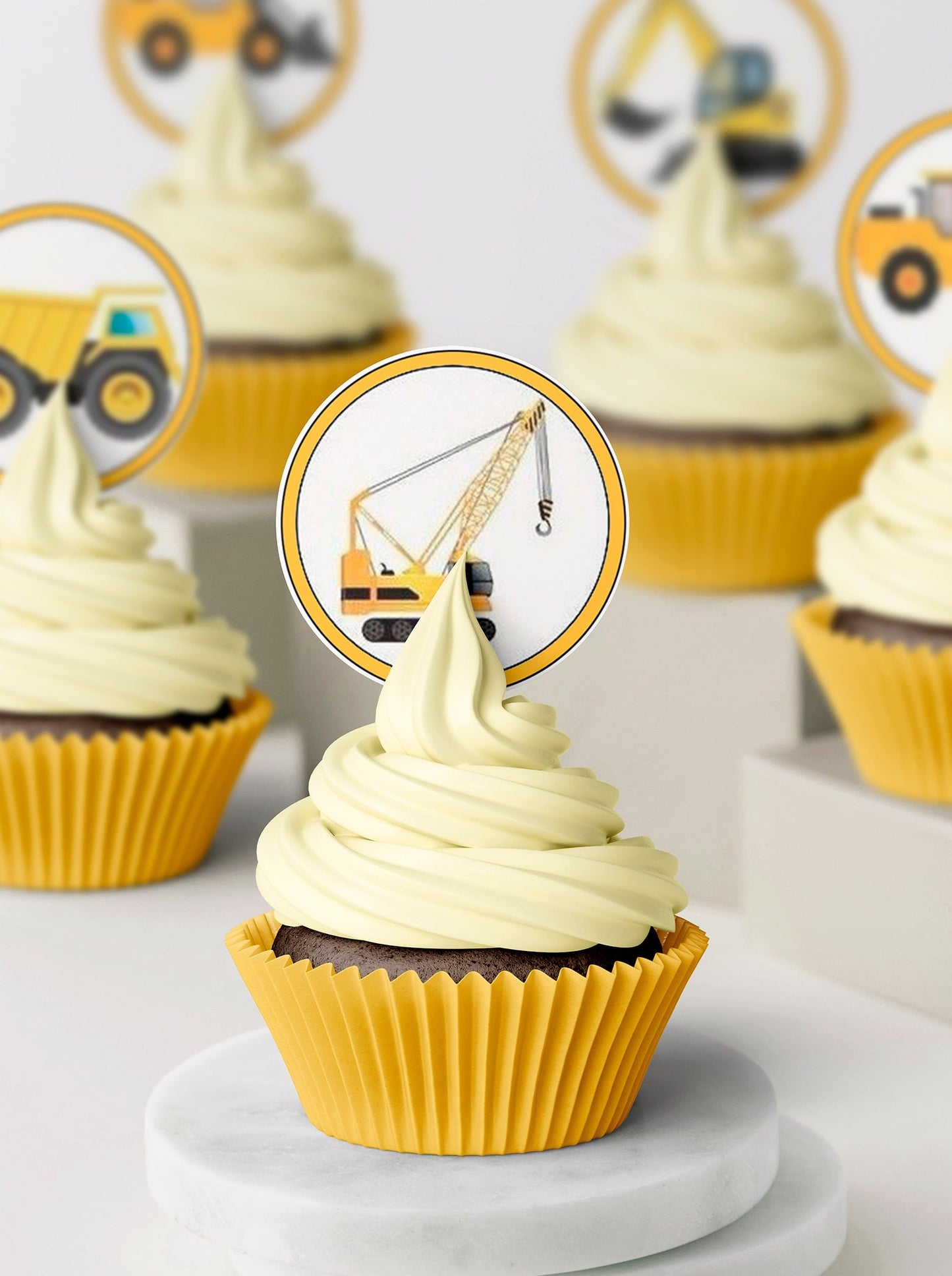 Construction Trucks Cupcake & Cookie Toppers