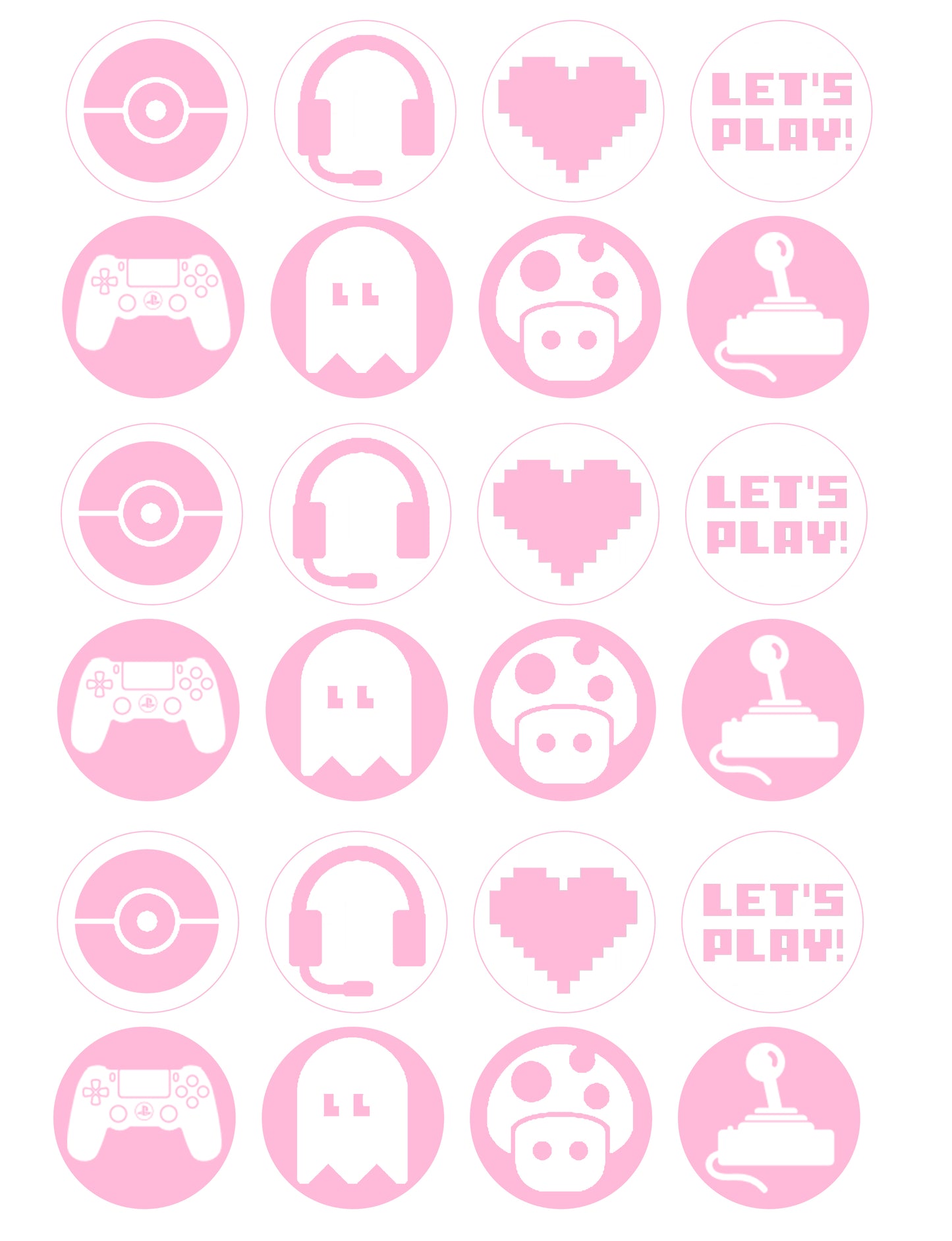 Gamer Girl Pink Cupcake & Cookie Toppers