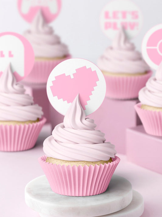 Gamer Girl Pink Cupcake & Cookie Toppers