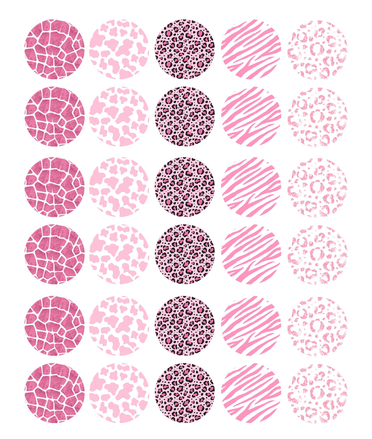 Animal Print Pink Cupcake & Cookie Toppers