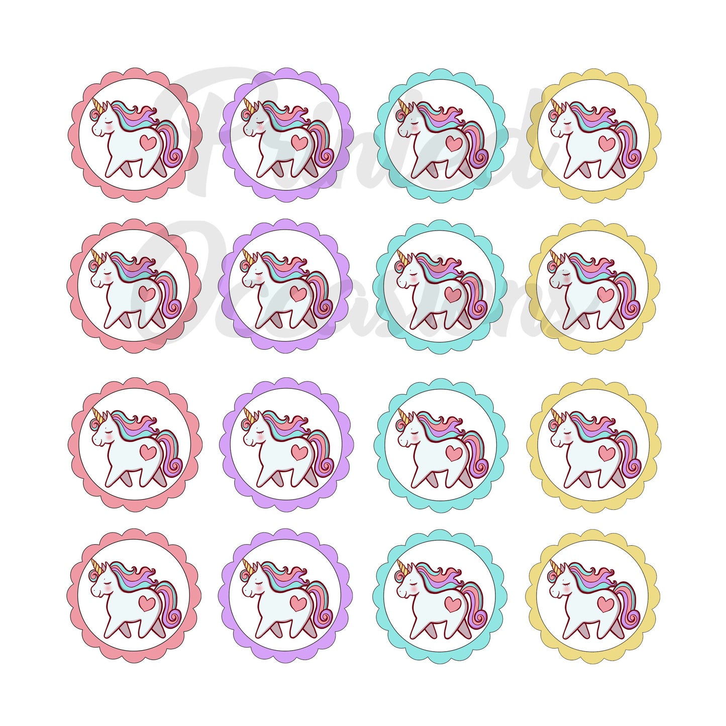 Pastel Unicorn Cupcake & Cookie Toppers